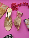 Pelle Albero Gold Synthetic Party Wear GOLD Sandals for Girls/Women