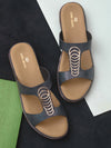 Pelle Albero Blue Open Toe Flats for Women