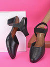 Pelle Albero Black Leather Block Heels For Women