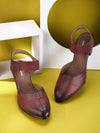 Pelle Albero Cherry Leather Block Heels For Women