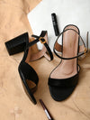 Pelle Albero Black Ankle Strap Block Heels For Women