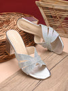 Pelle Albero Silver Heel Sandal For Women