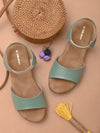 Pelle Albero Green Ankle Strap Wedges For Women