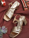 Pelle Albero Gold Wedge Heel Sandals for Women